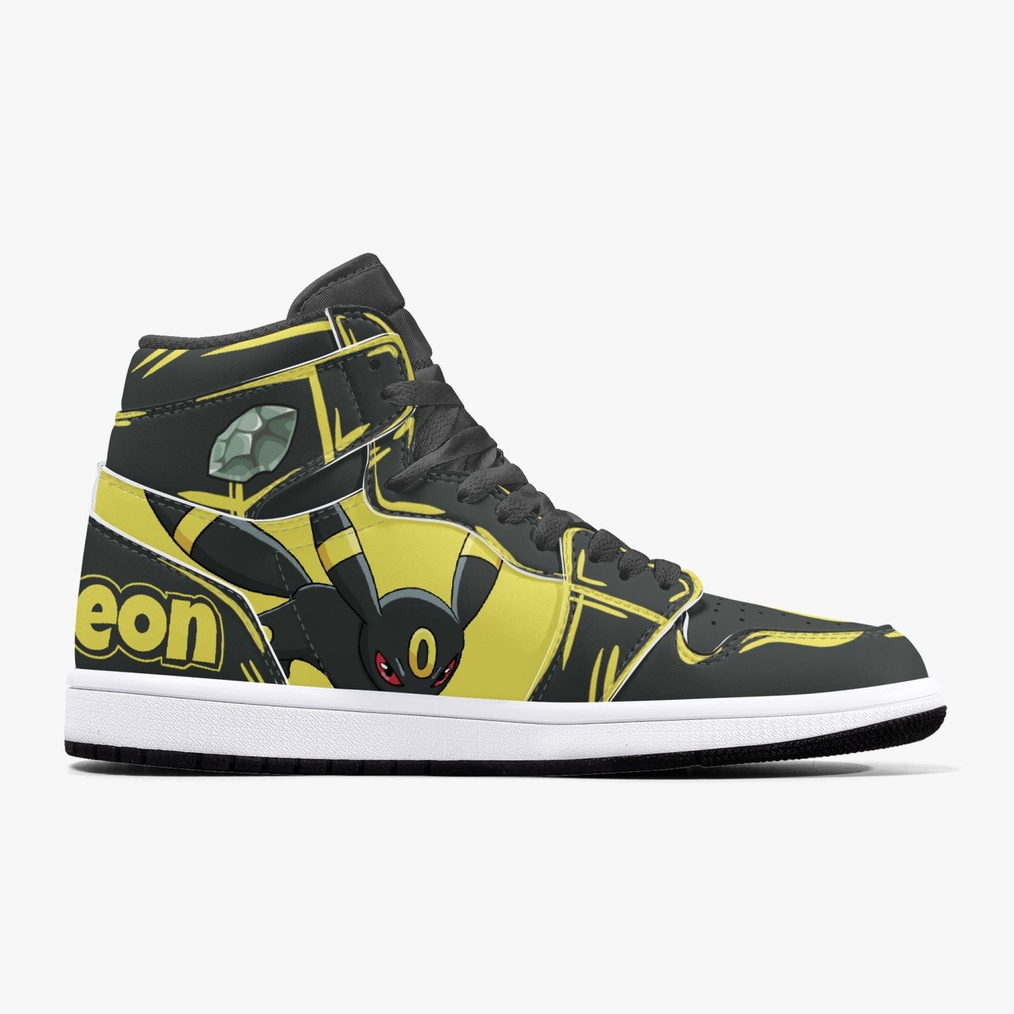 Eevee/Umbreon AJ1 Black High-Top Leather Sneakers