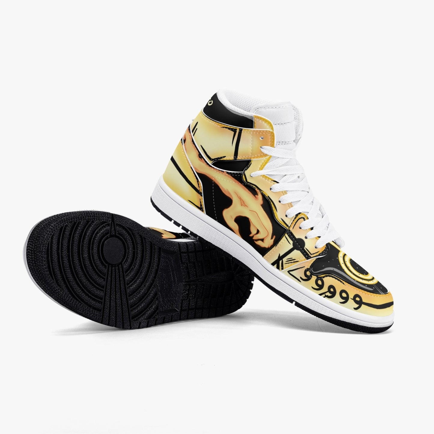 Naruto bijuu mode AJ1 Black High-Top Leather Sneakers