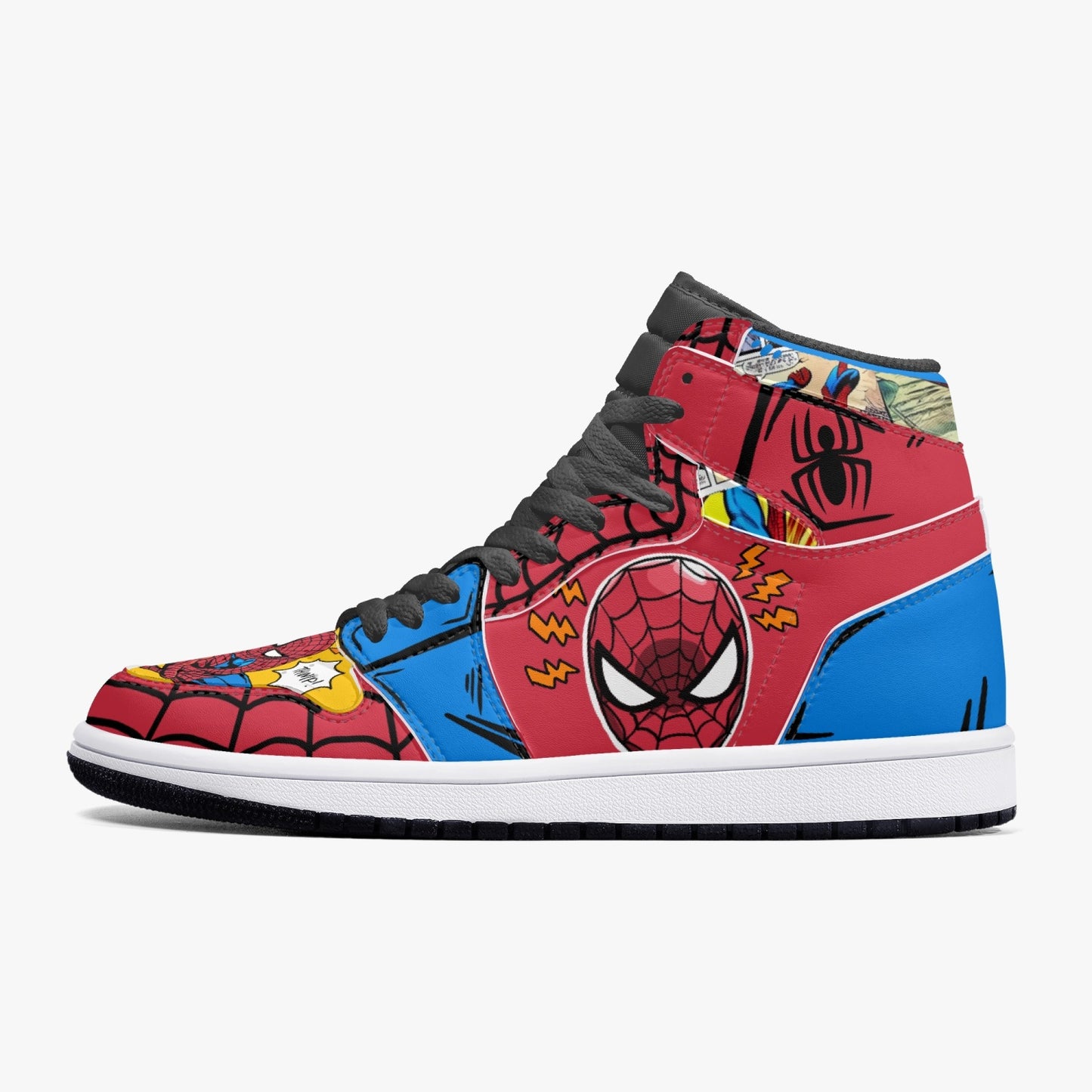 Spider-man AJ1 Black High-Top Leather Sneakers