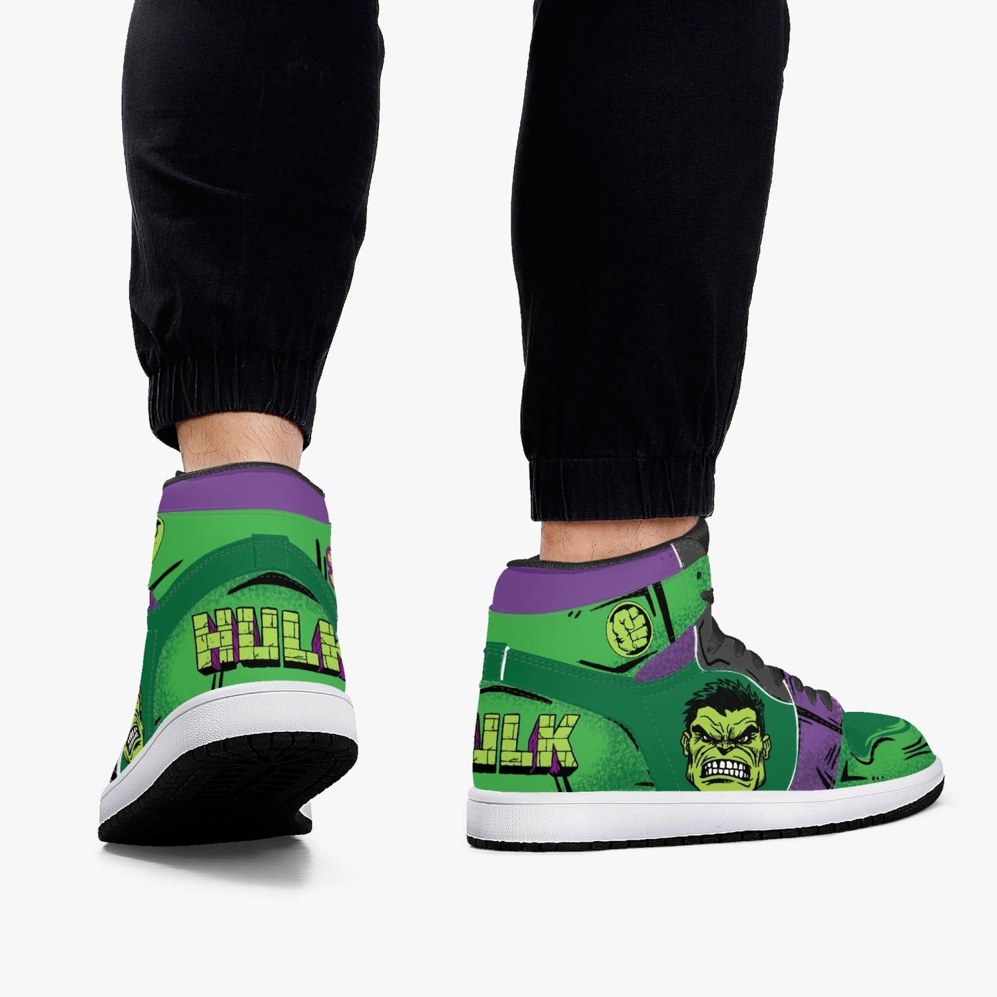 Hulk AJ1 Black High-Top Leather Sneakers