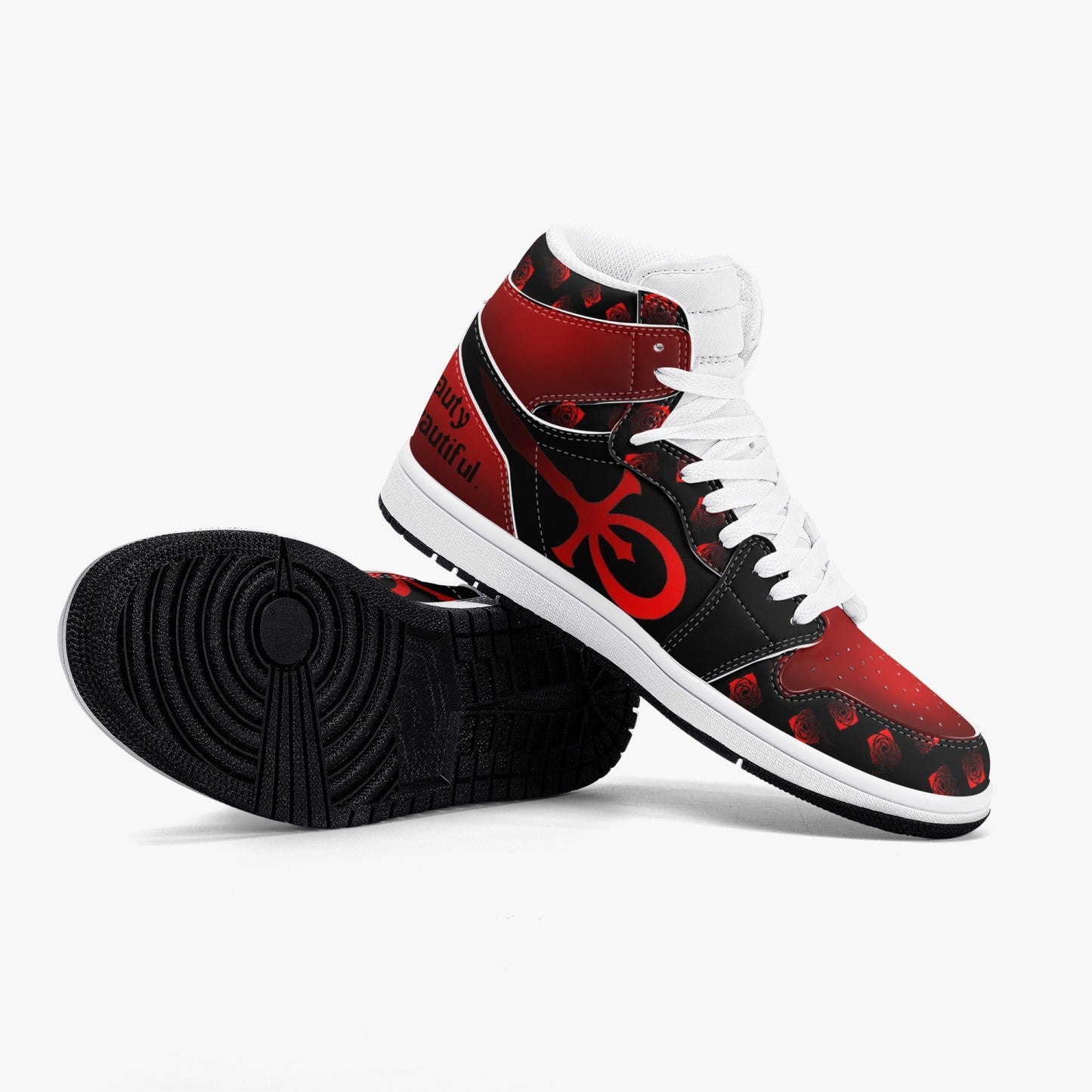 Custom Vampire AJ1 Black High-Top Leather Sneakers