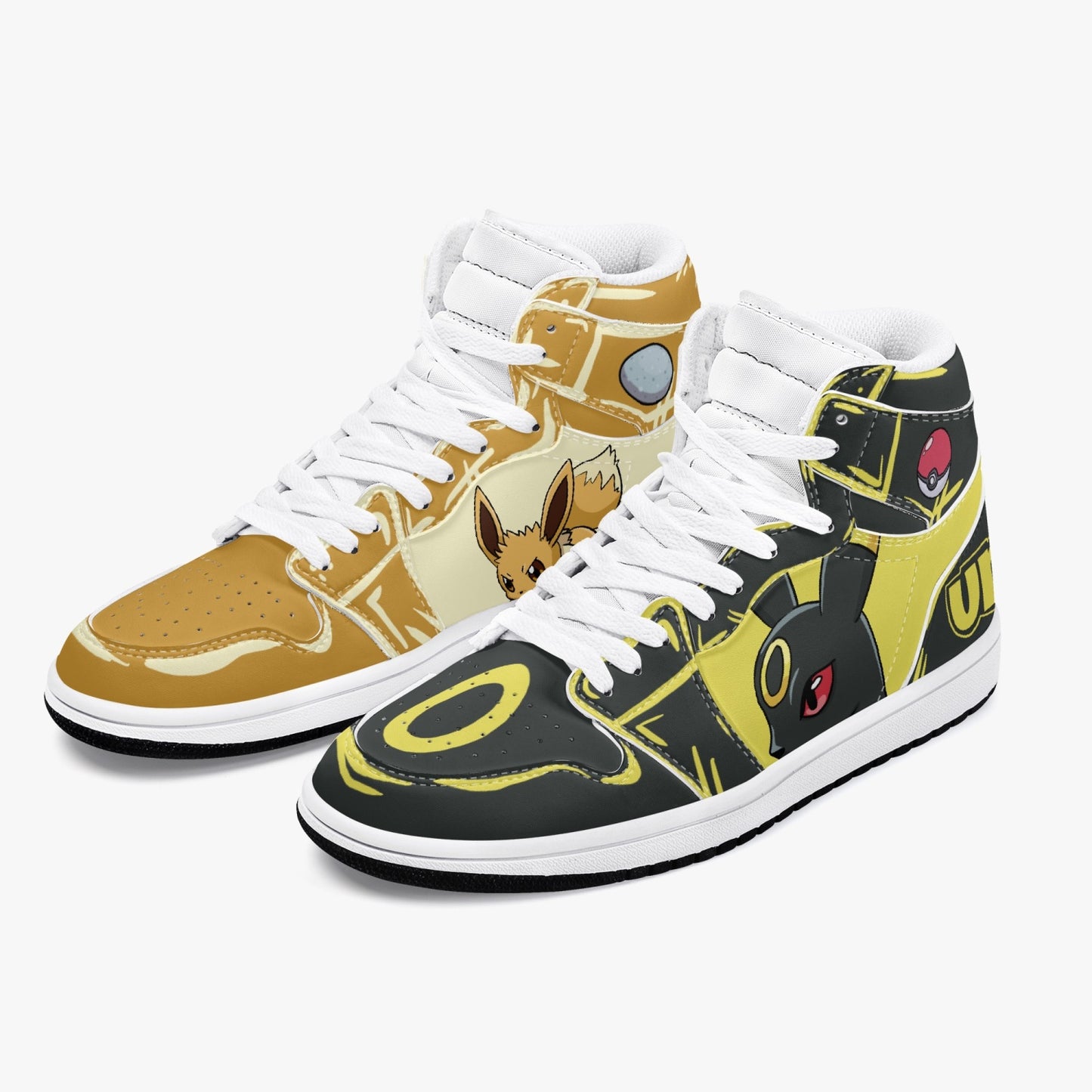 Eevee/Umbreon AJ1 Black High-Top Leather Sneakers