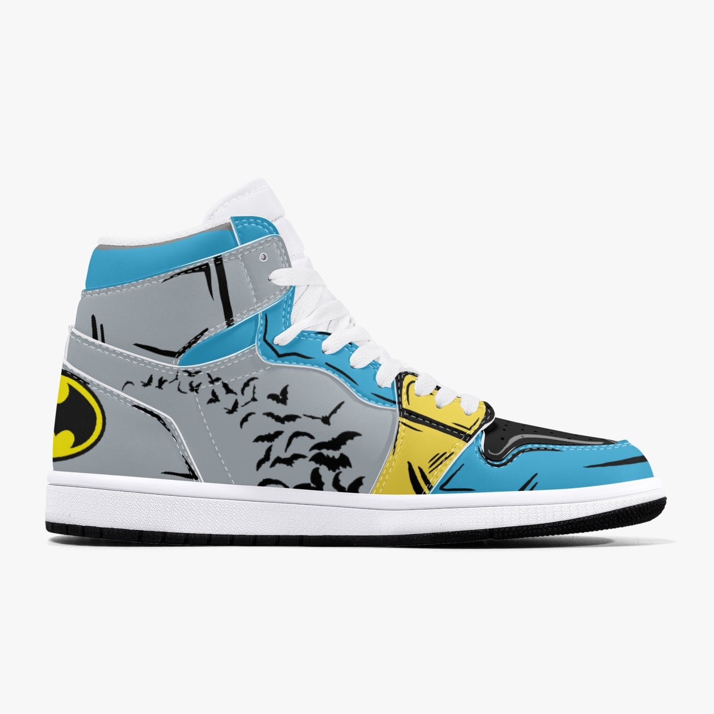 Batman AJ1 Black High-Top Leather Sneakers