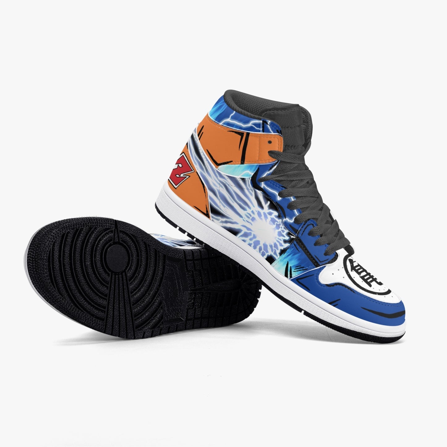 Goku Blue AJ1 Black High-Top Leather Sneakers