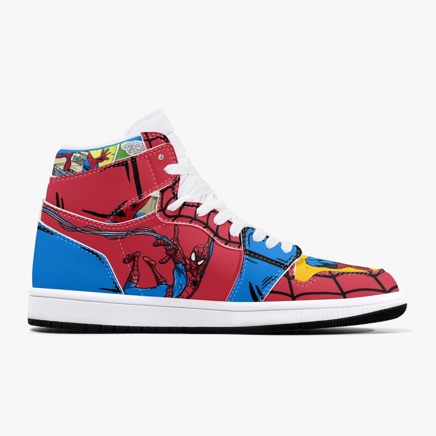 Spider-man AJ1 Black High-Top Leather Sneakers