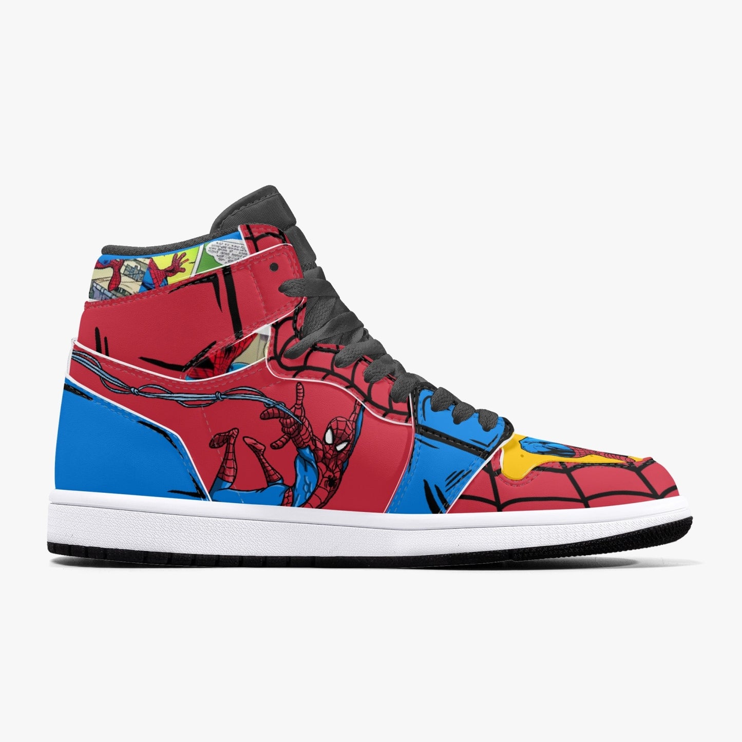 Spider-man AJ1 Black High-Top Leather Sneakers