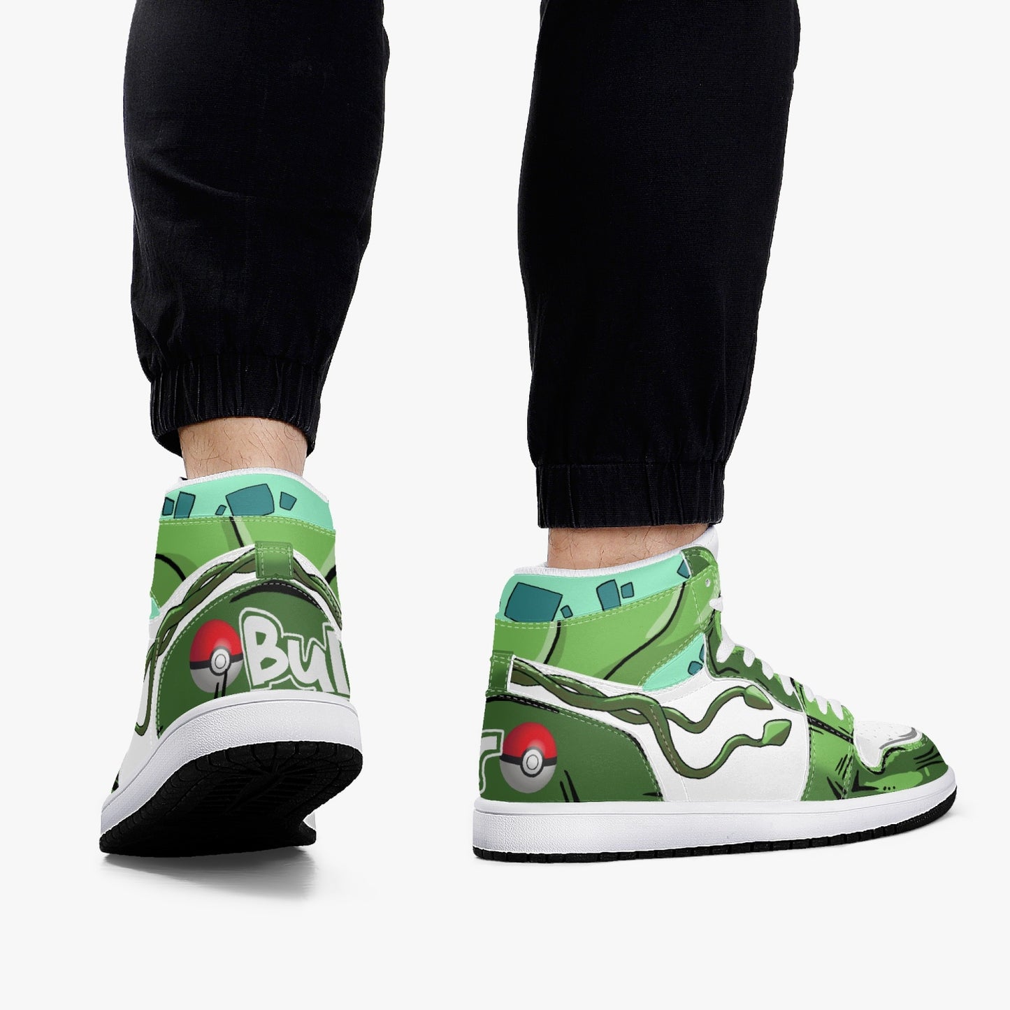 Bulbasaur AJ1 Black High-Top Leather Sneakers