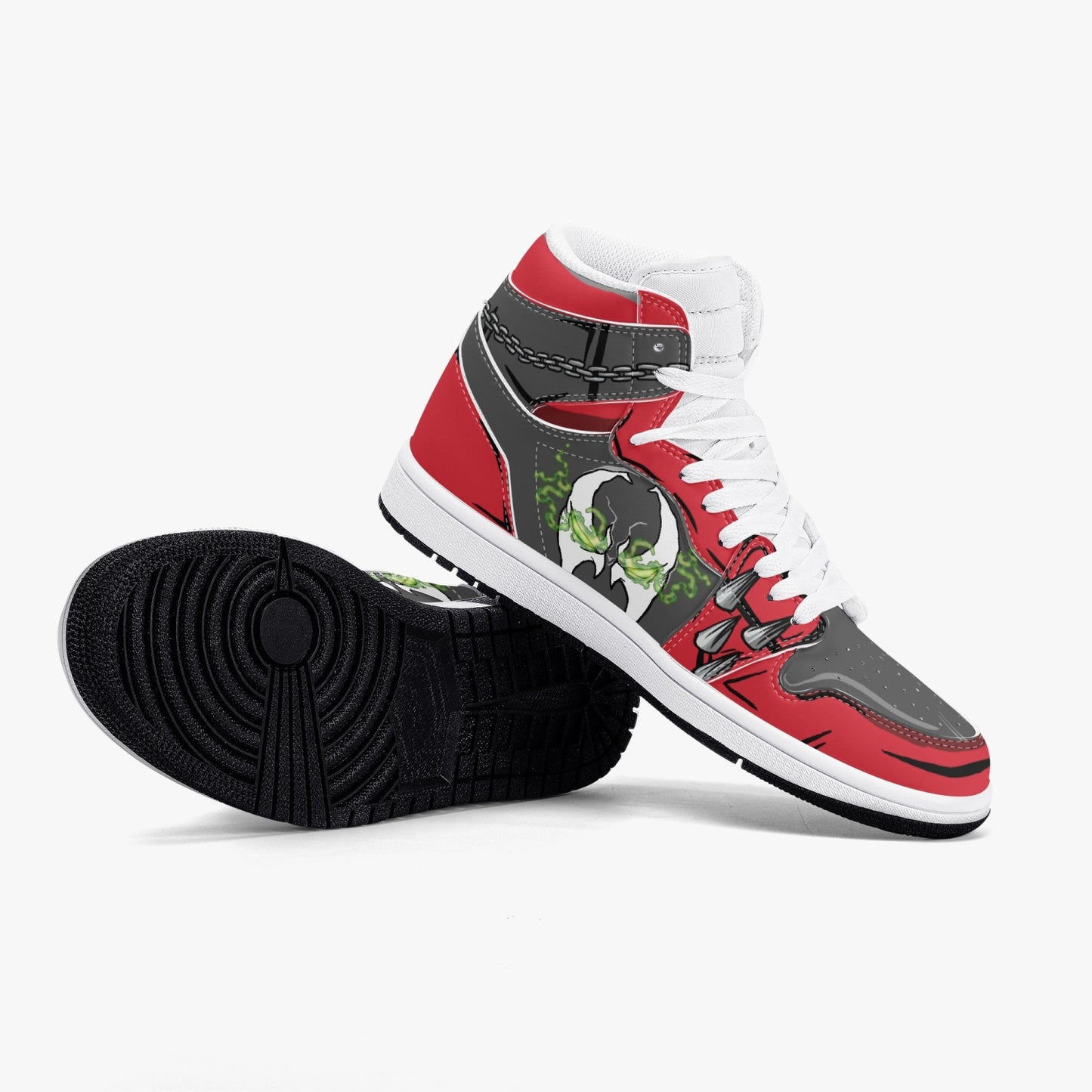 Spawn AJ1 Black High-Top Leather Sneakers