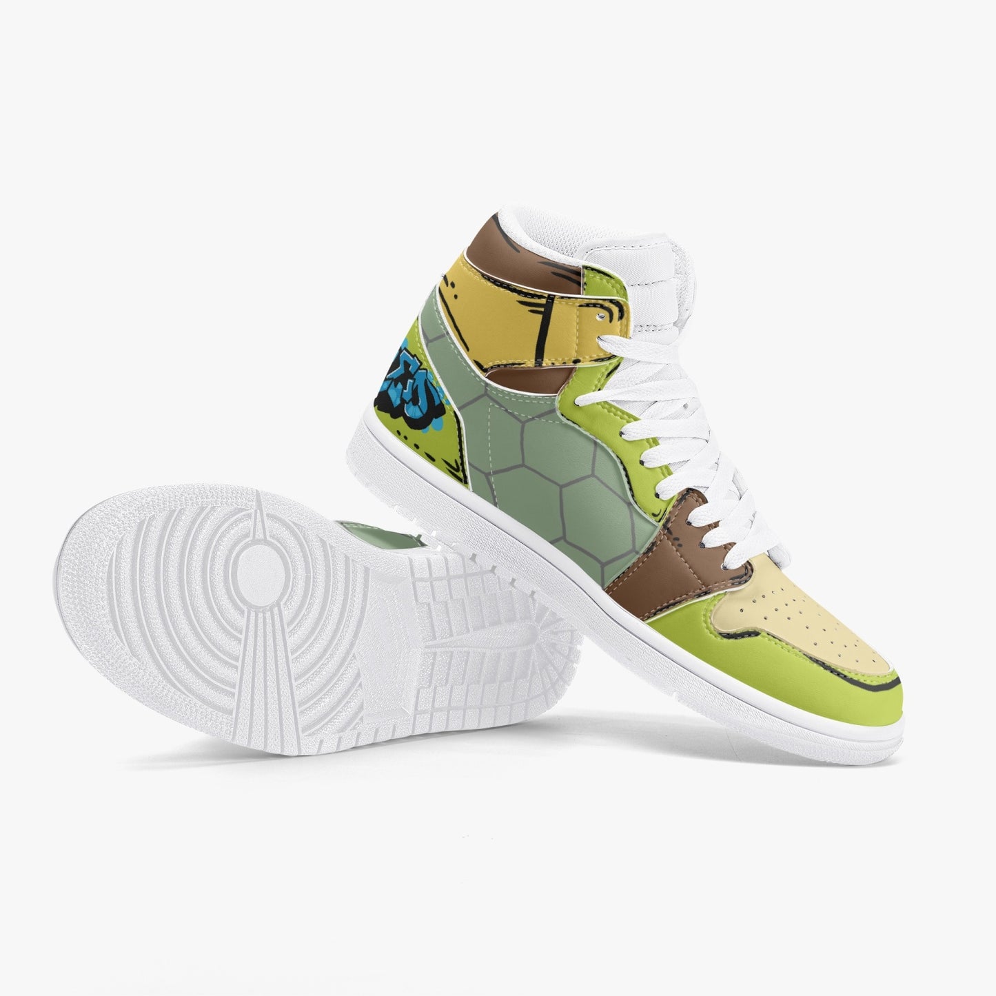 TMNT AJ1 High-Top Leather Sneakers - White