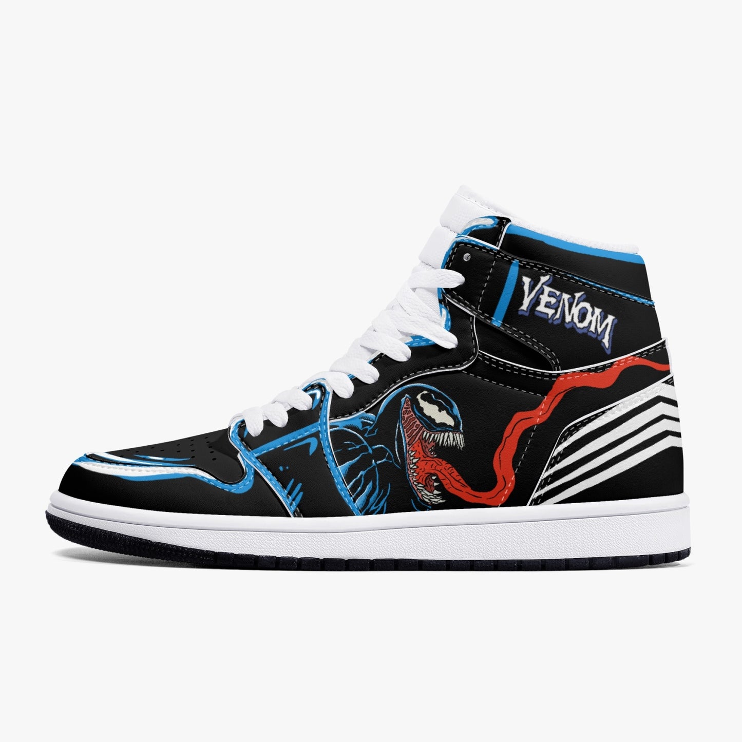 Venom AJ1 Black High-Top Leather Sneakers