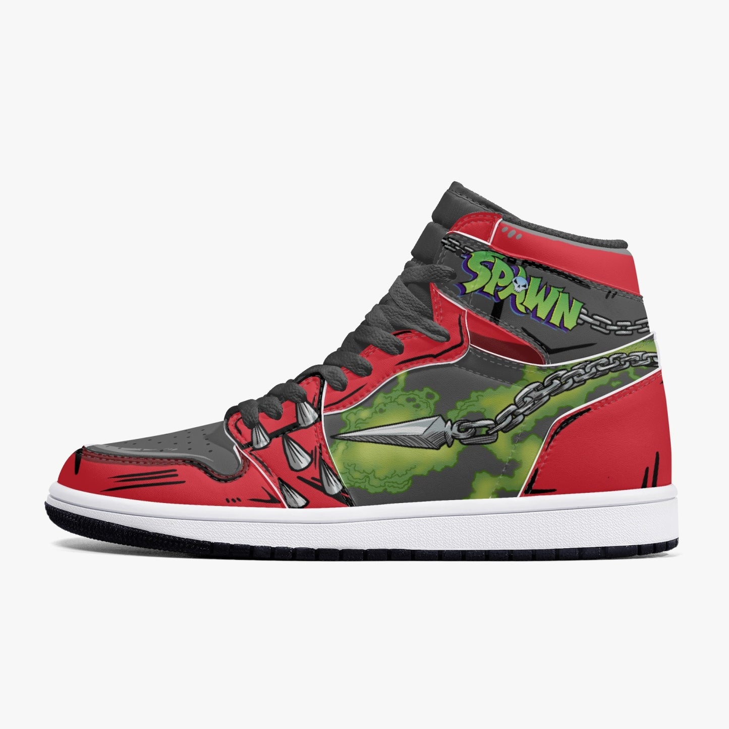 Spawn AJ1 Black High-Top Leather Sneakers