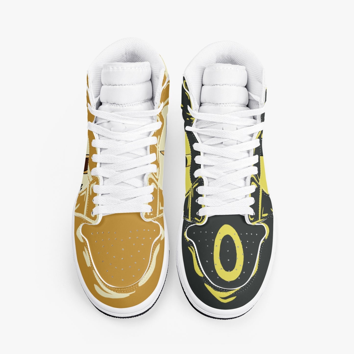 Eevee/Umbreon AJ1 Black High-Top Leather Sneakers