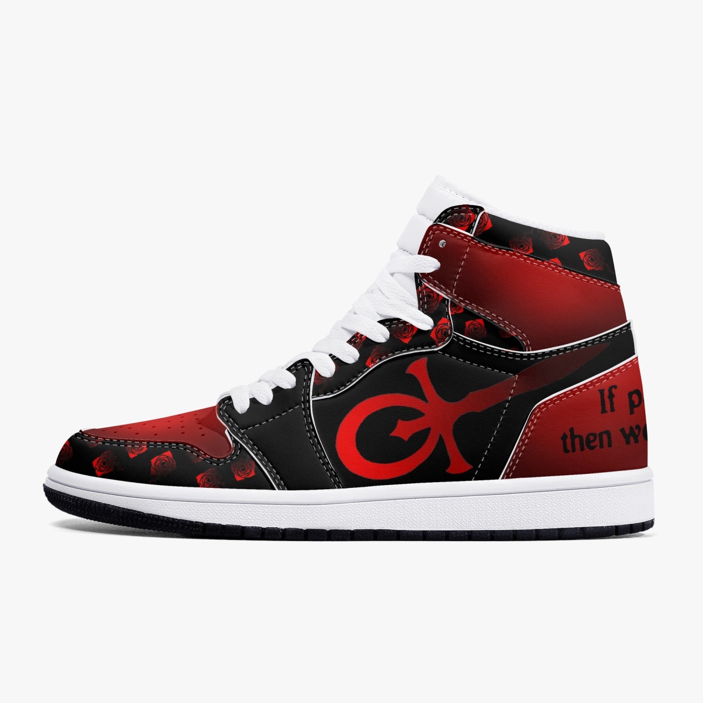 Custom Vampire AJ1 Black High-Top Leather Sneakers