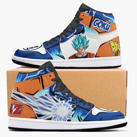 Goku Blue AJ1 Black High-Top Leather Sneakers