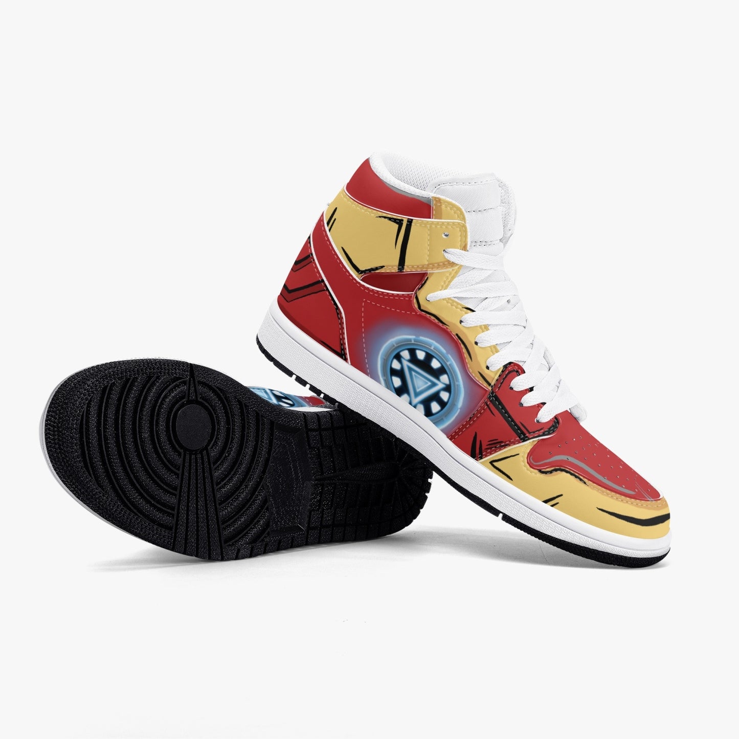 Iron Man AJ1 Black High-Top Leather Sneakers