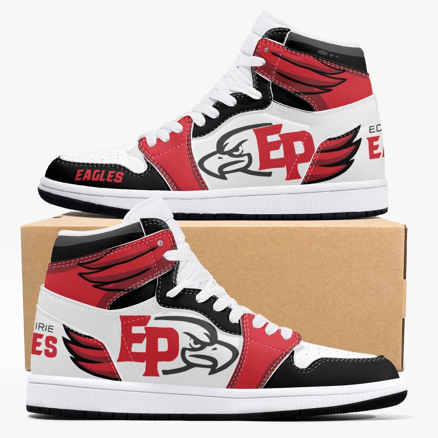 Eden Prairie Eagles AJ1 Black High-Top Leather Sneakers