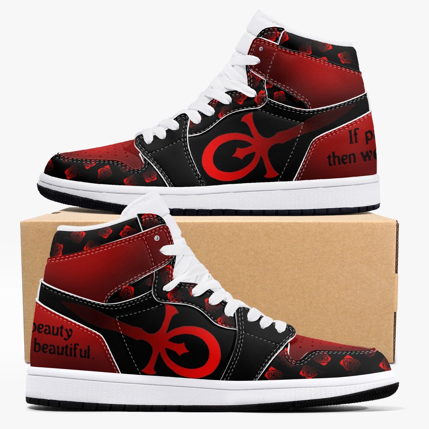 Custom Vampire AJ1 Black High-Top Leather Sneakers