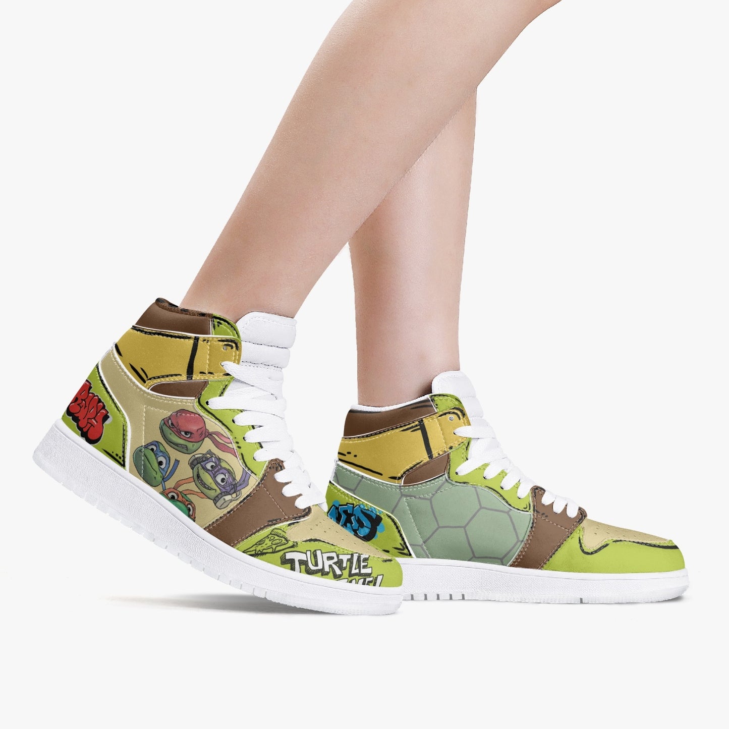 TMNT AJ1 High-Top Leather Sneakers - White