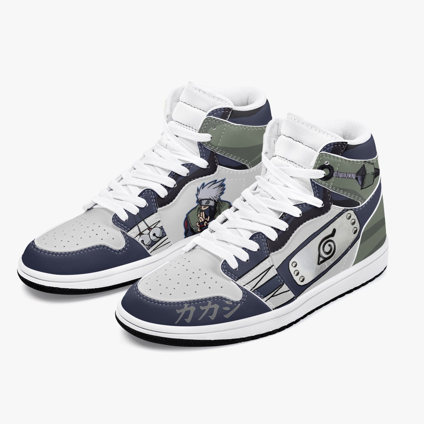 Kakashi AJ1 Black High-Top Leather Sneakers