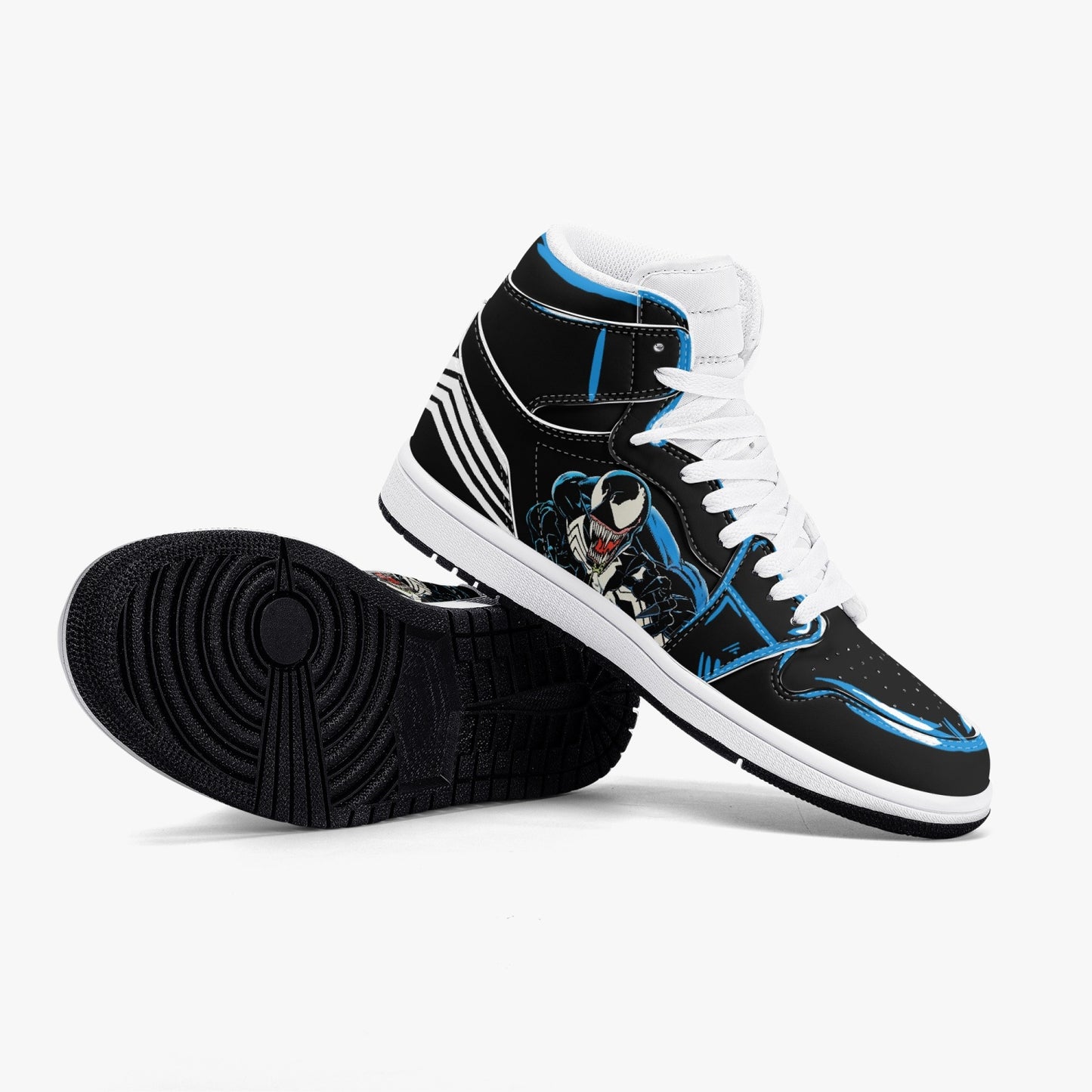 Venom AJ1 Black High-Top Leather Sneakers