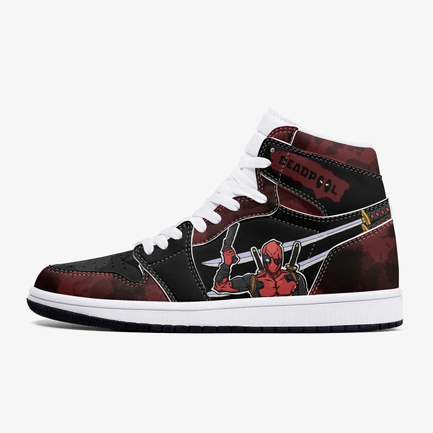 Deadpool AJ1 Black High-Top Leather Sneakers