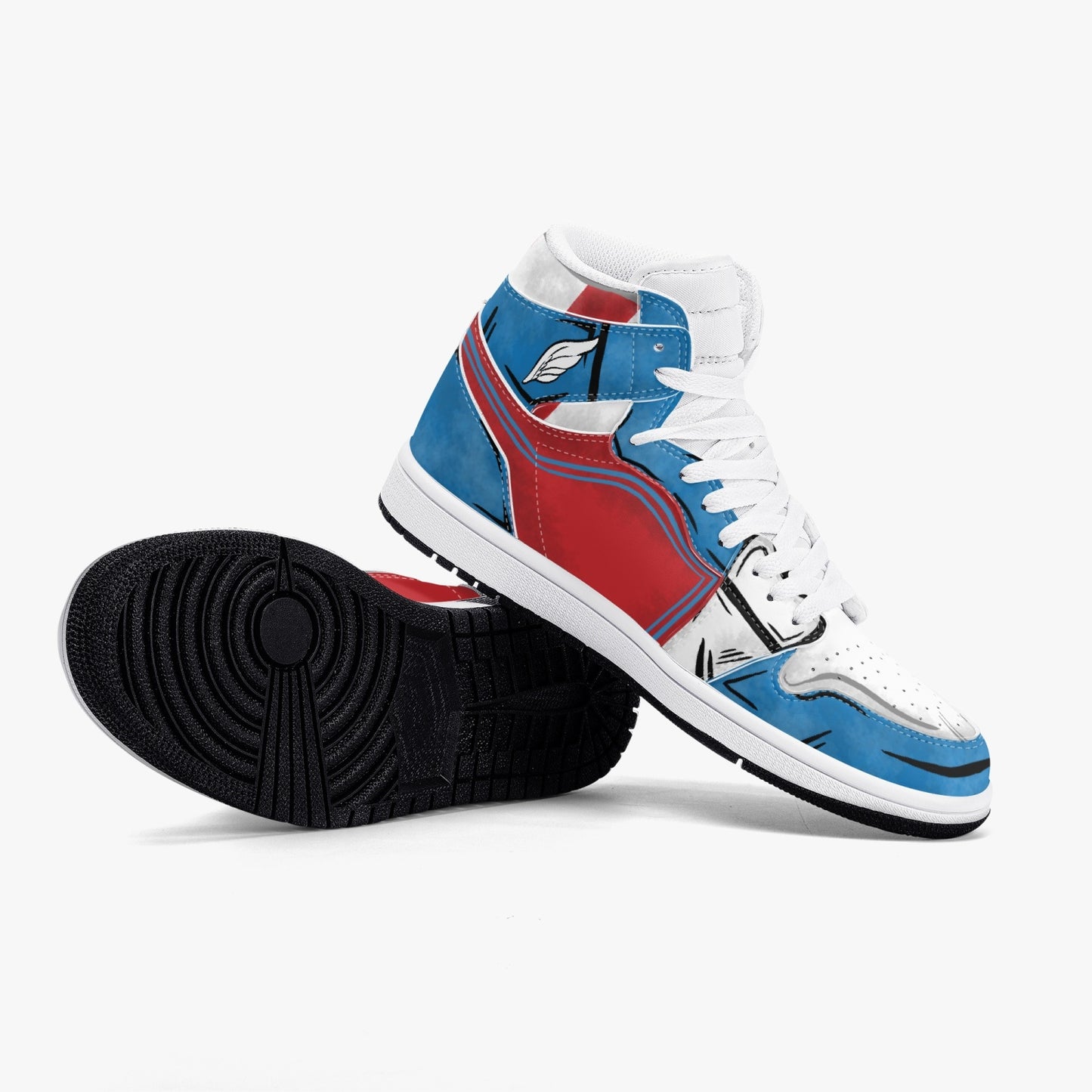 Captain America AJ1 Black High-Top Leather Sneakers