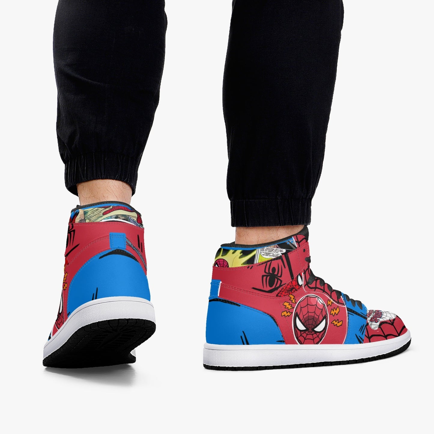 Spider-man AJ1 Black High-Top Leather Sneakers