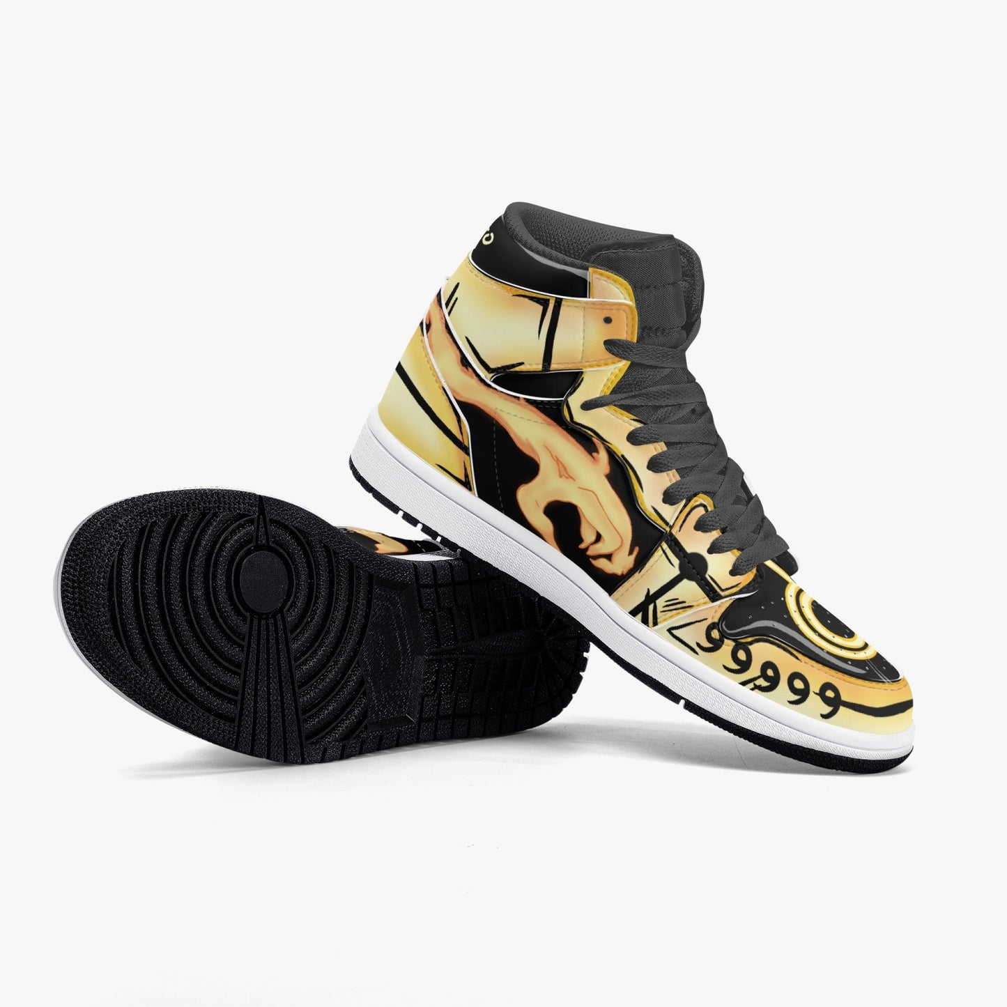 Naruto bijuu mode AJ1 Black High-Top Leather Sneakers