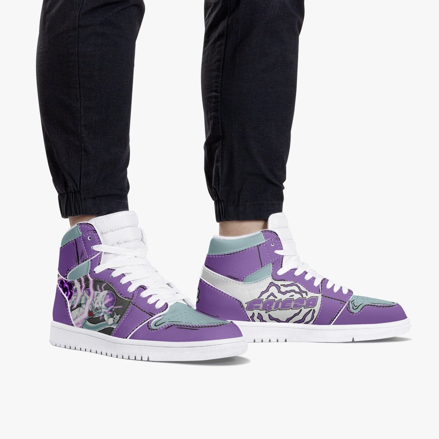 Frieza AJ1 High-Top Leather Sneakers - White