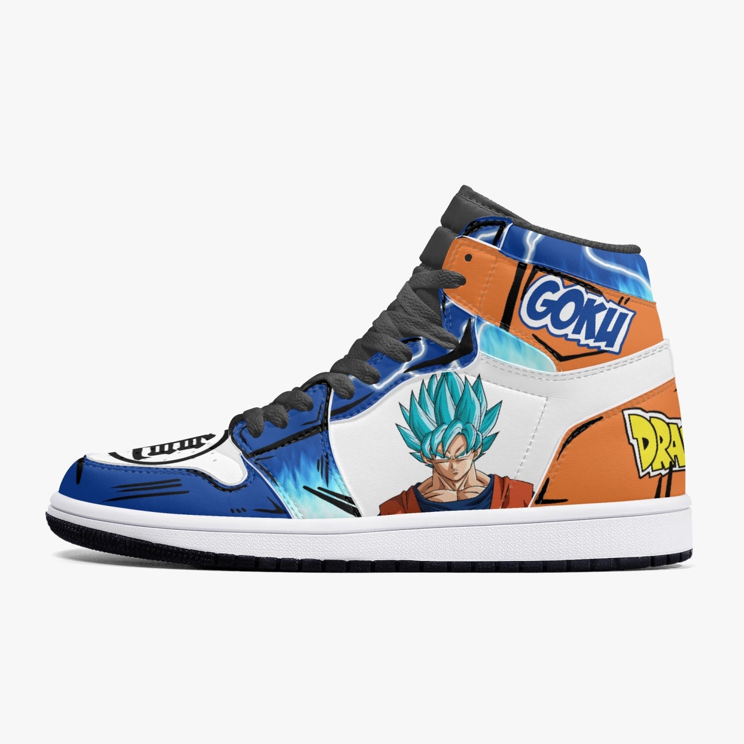 Goku Blue AJ1 Black High-Top Leather Sneakers