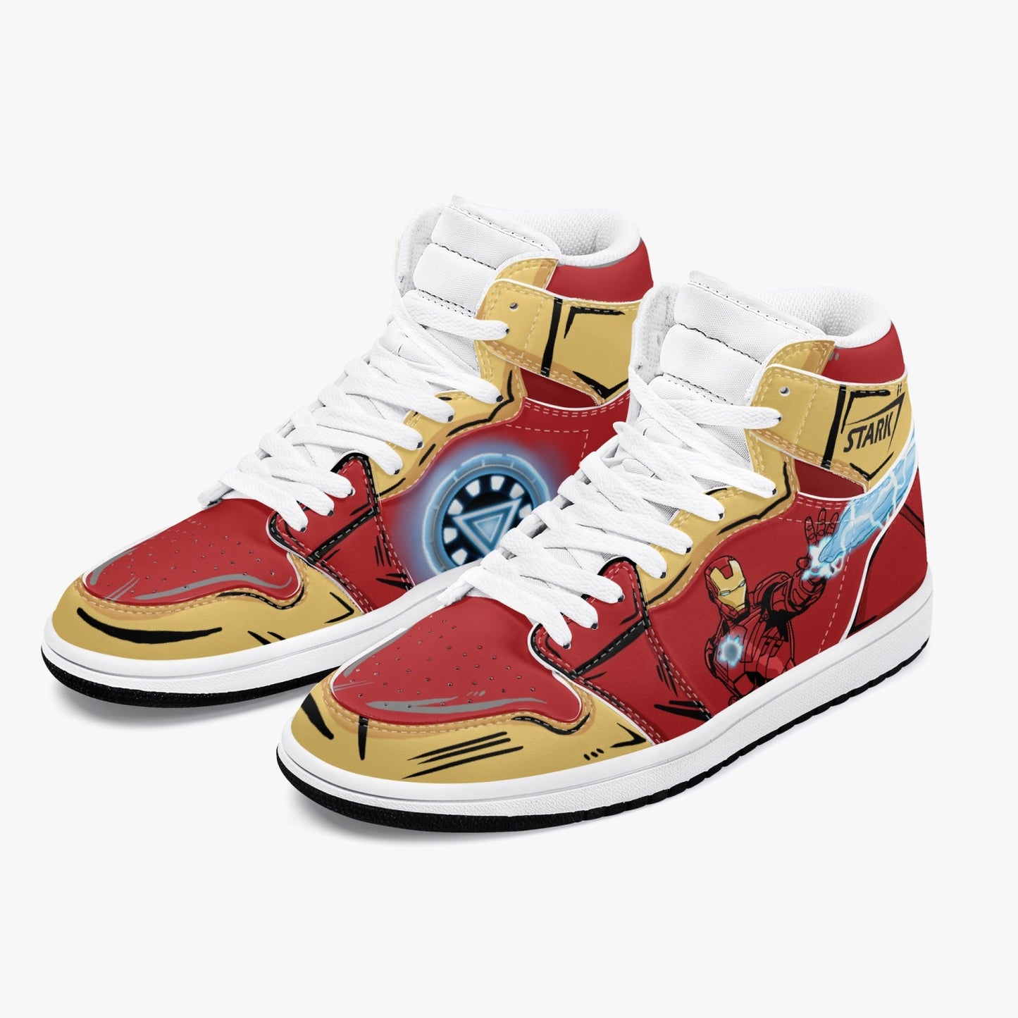 Iron Man AJ1 Black High-Top Leather Sneakers