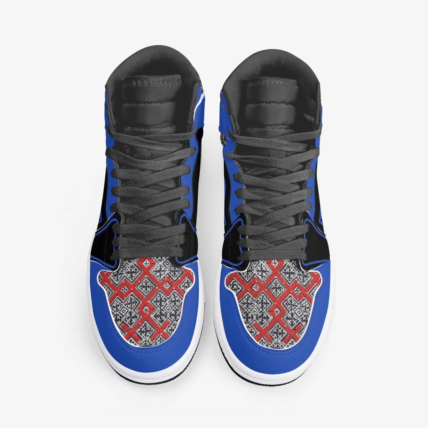 Hmong Inspired  v3 AJ1 Black High-Top Leather Sneakers