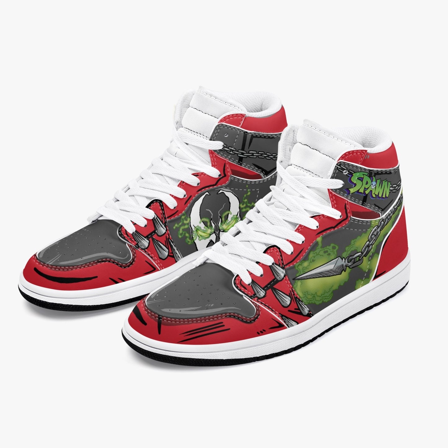 Spawn AJ1 Black High-Top Leather Sneakers