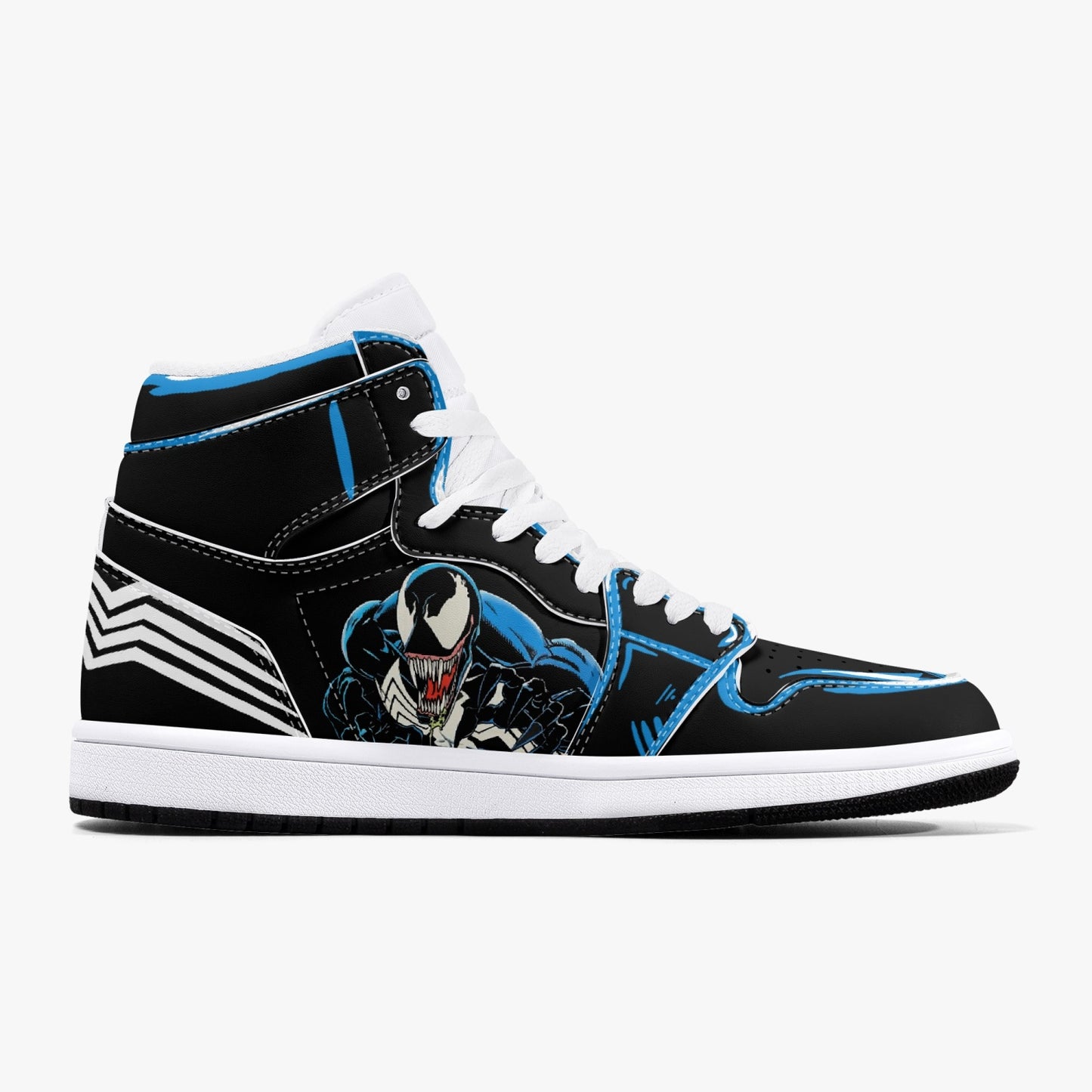 Venom AJ1 Black High-Top Leather Sneakers