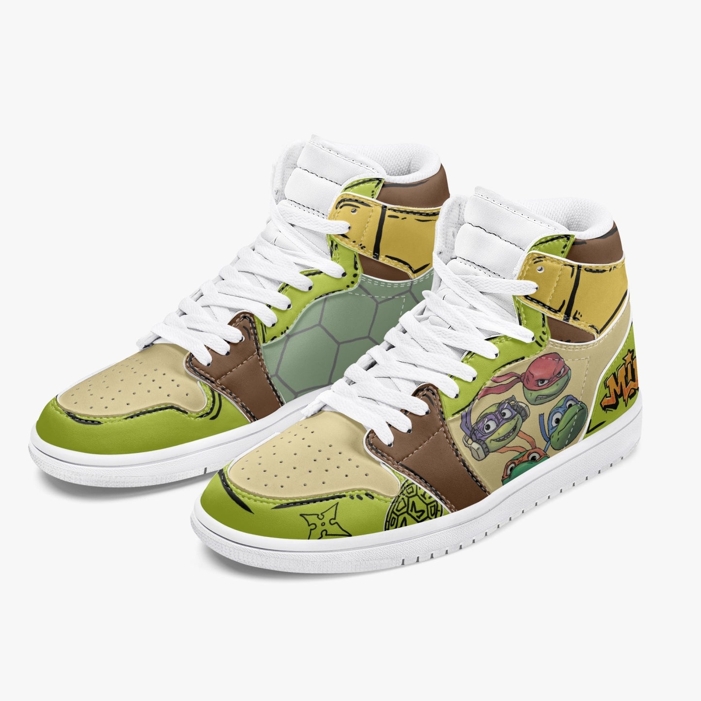 TMNT AJ1 High-Top Leather Sneakers - White