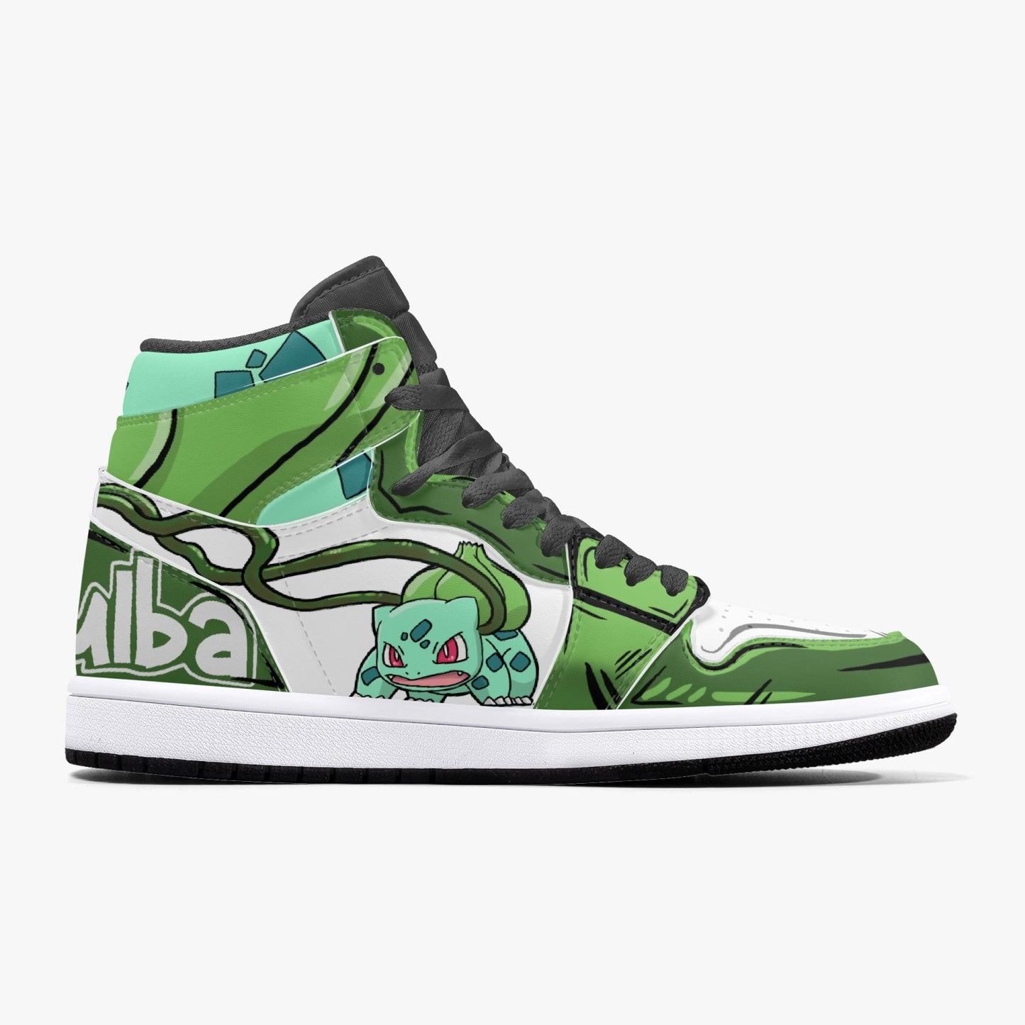 Bulbasaur AJ1 Black High-Top Leather Sneakers