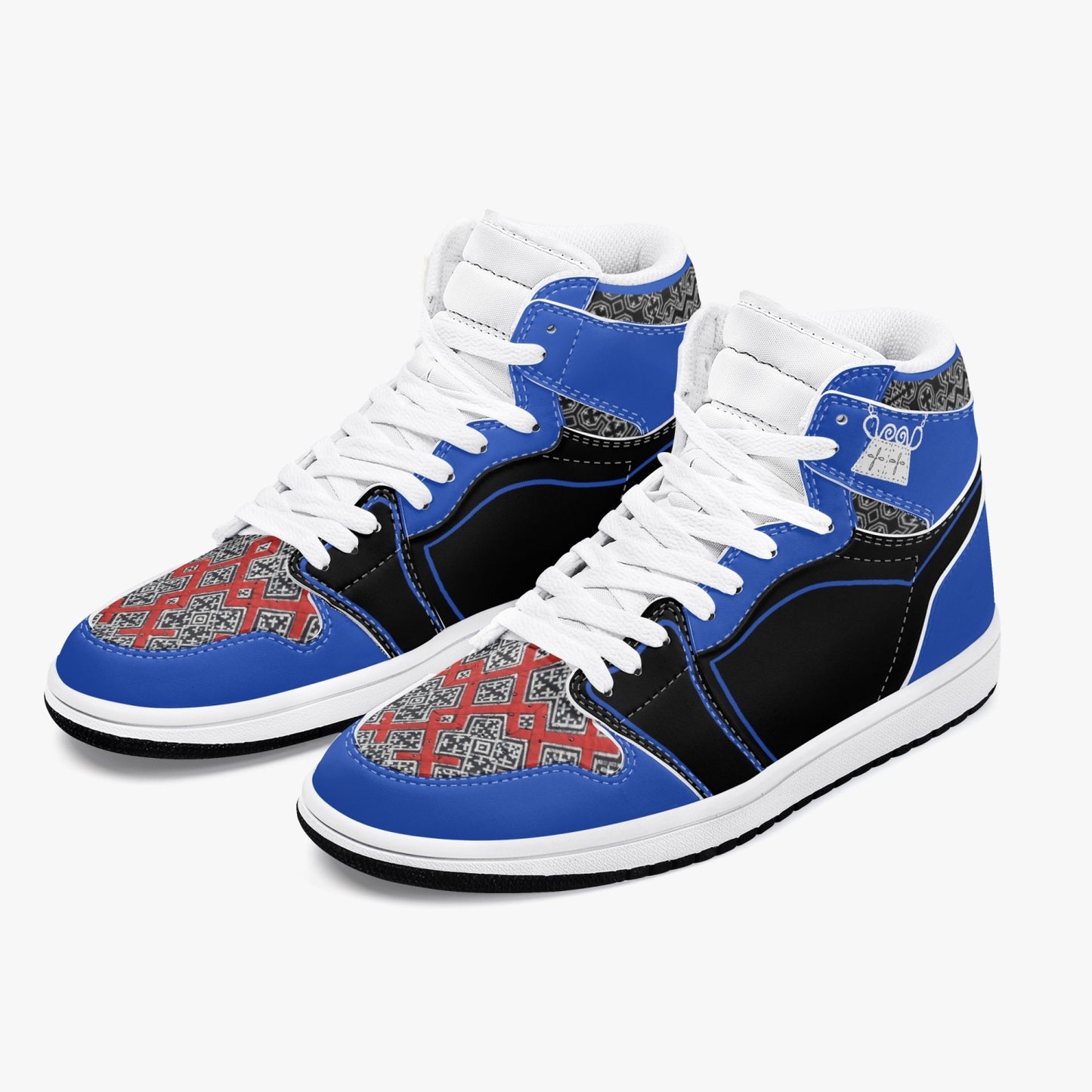 Hmong Inspired  v3 AJ1 Black High-Top Leather Sneakers