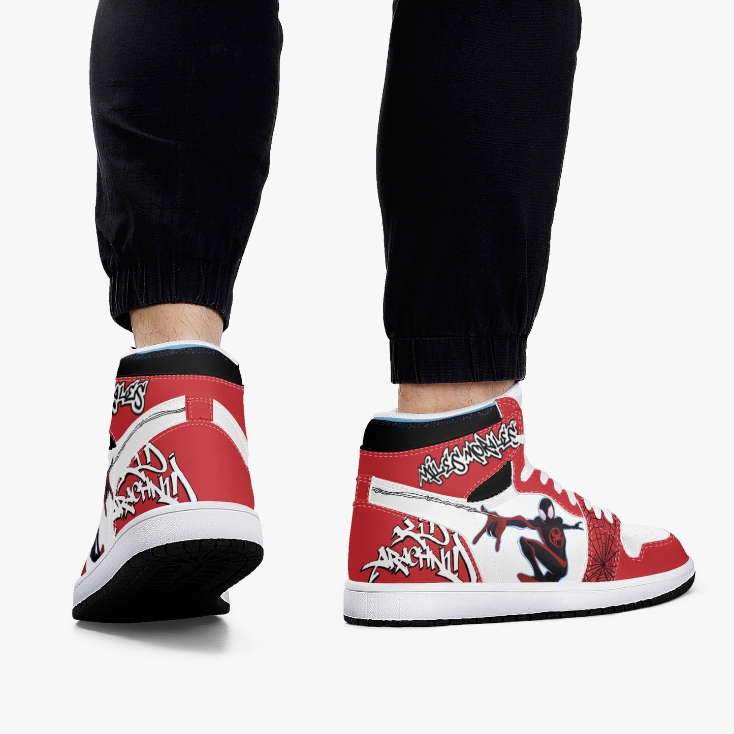 Miles Morales AJ1 Black High-Top Leather Sneakers