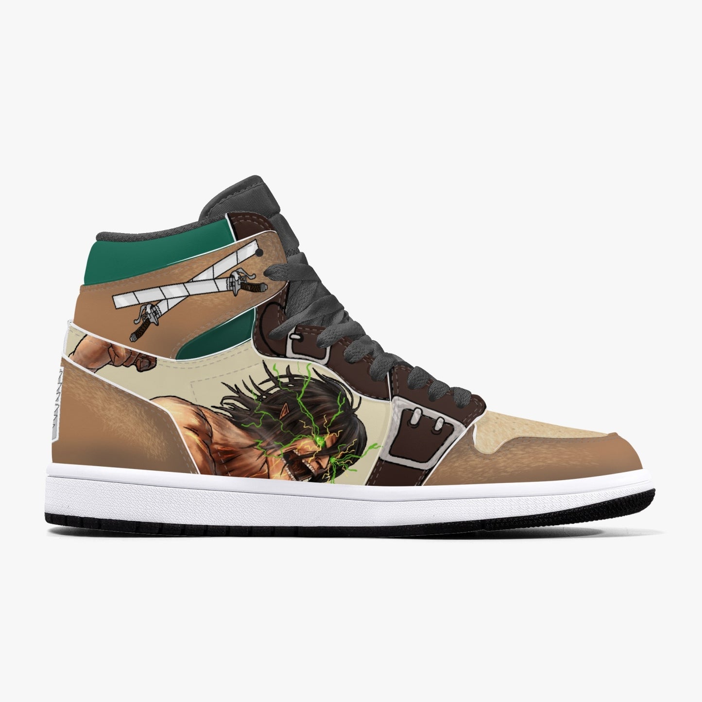 Eren Yeager Attack on Titan AJ1 Black High-Top Leather Sneakers