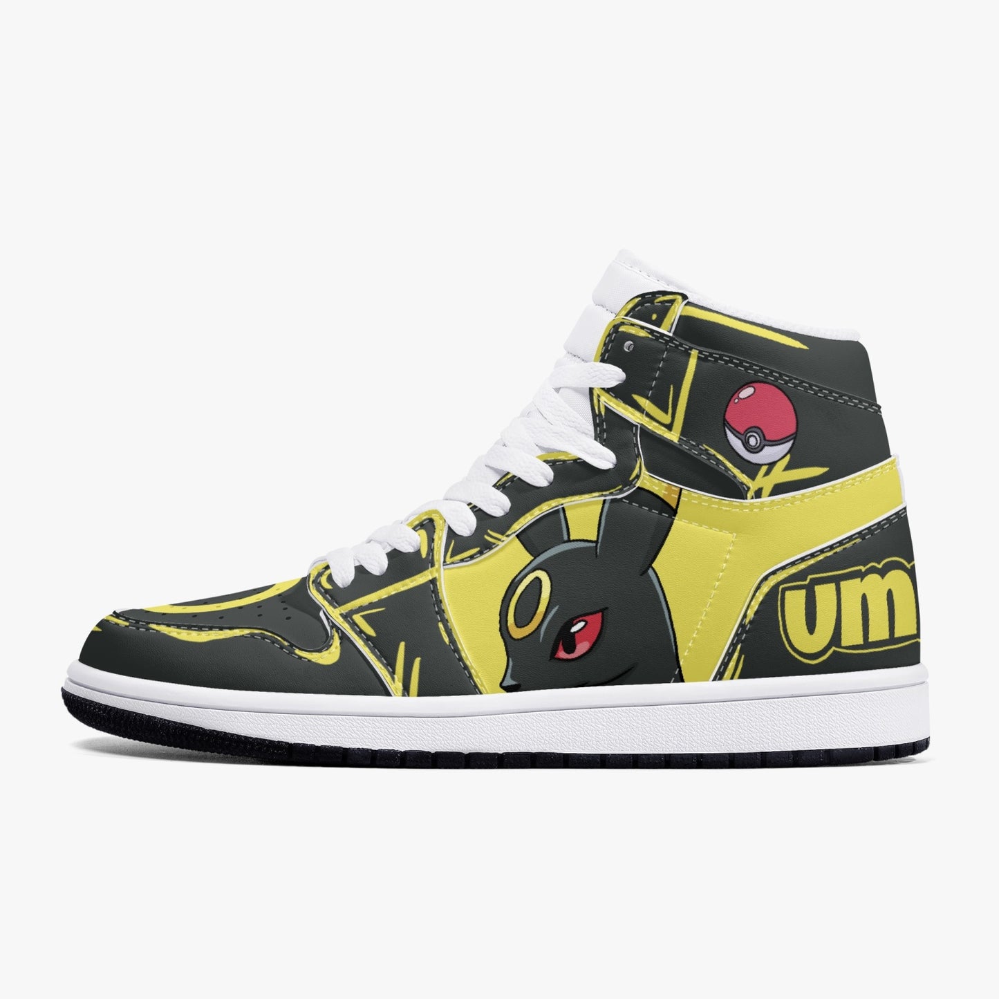 Eevee/Umbreon AJ1 Black High-Top Leather Sneakers