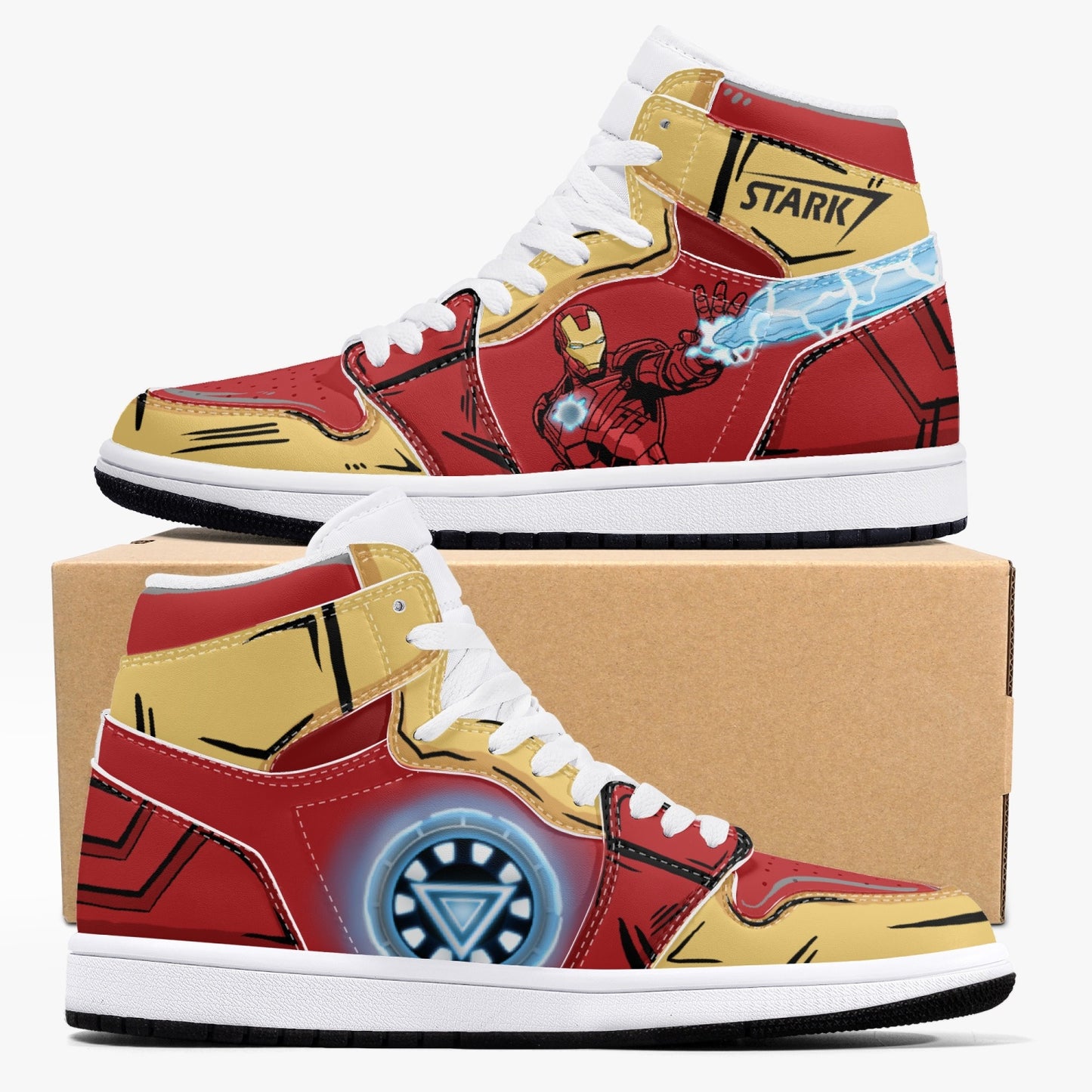 Iron Man AJ1 Black High-Top Leather Sneakers