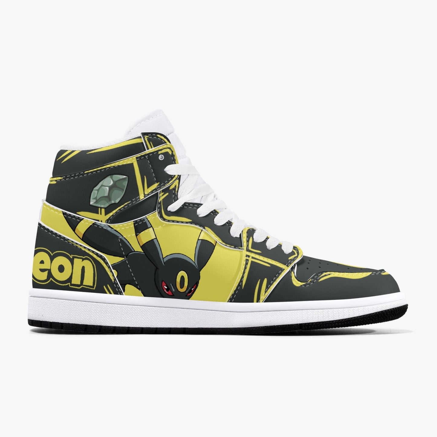 Eevee/Umbreon AJ1 Black High-Top Leather Sneakers