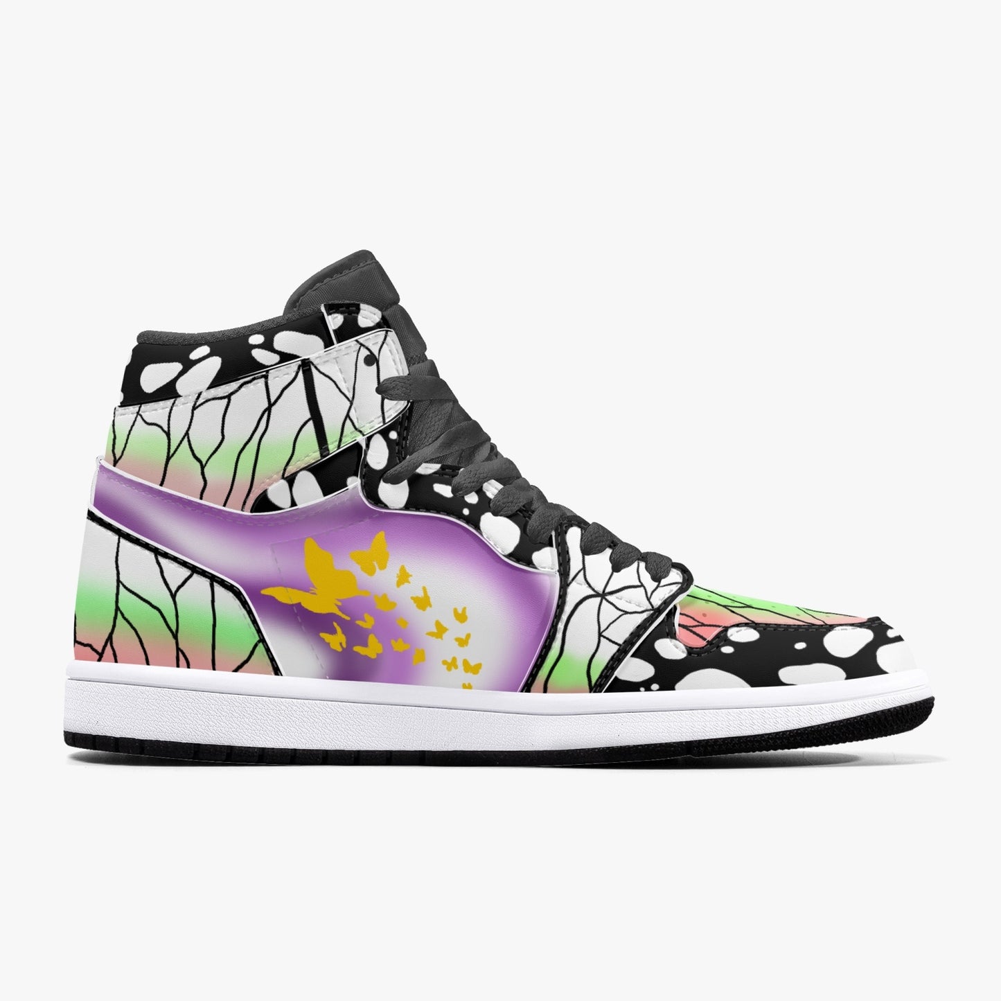 Shinobu Demon Slayer AJ1 Black High-Top Leather Sneakers