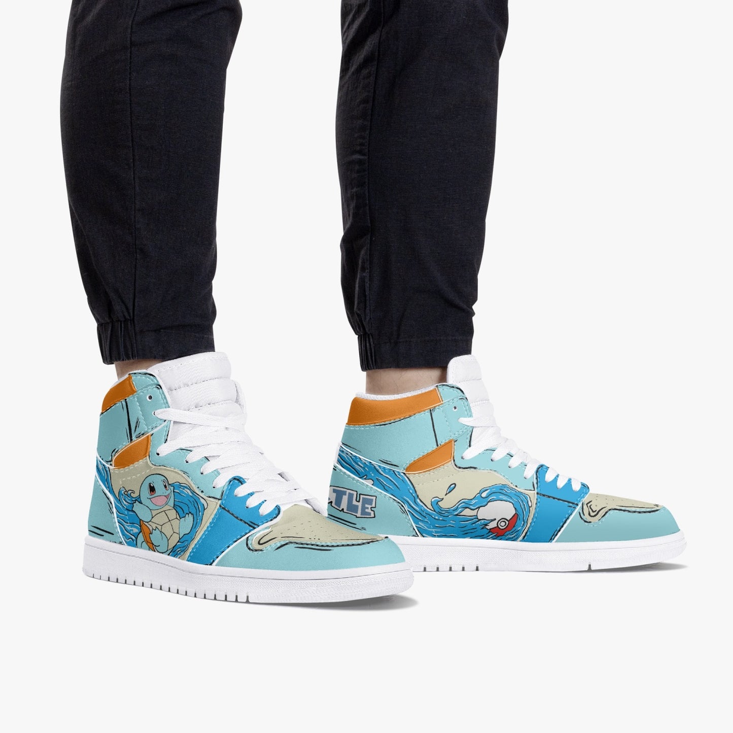 Squirtle AJ1 High-Top Leather Sneakers - White