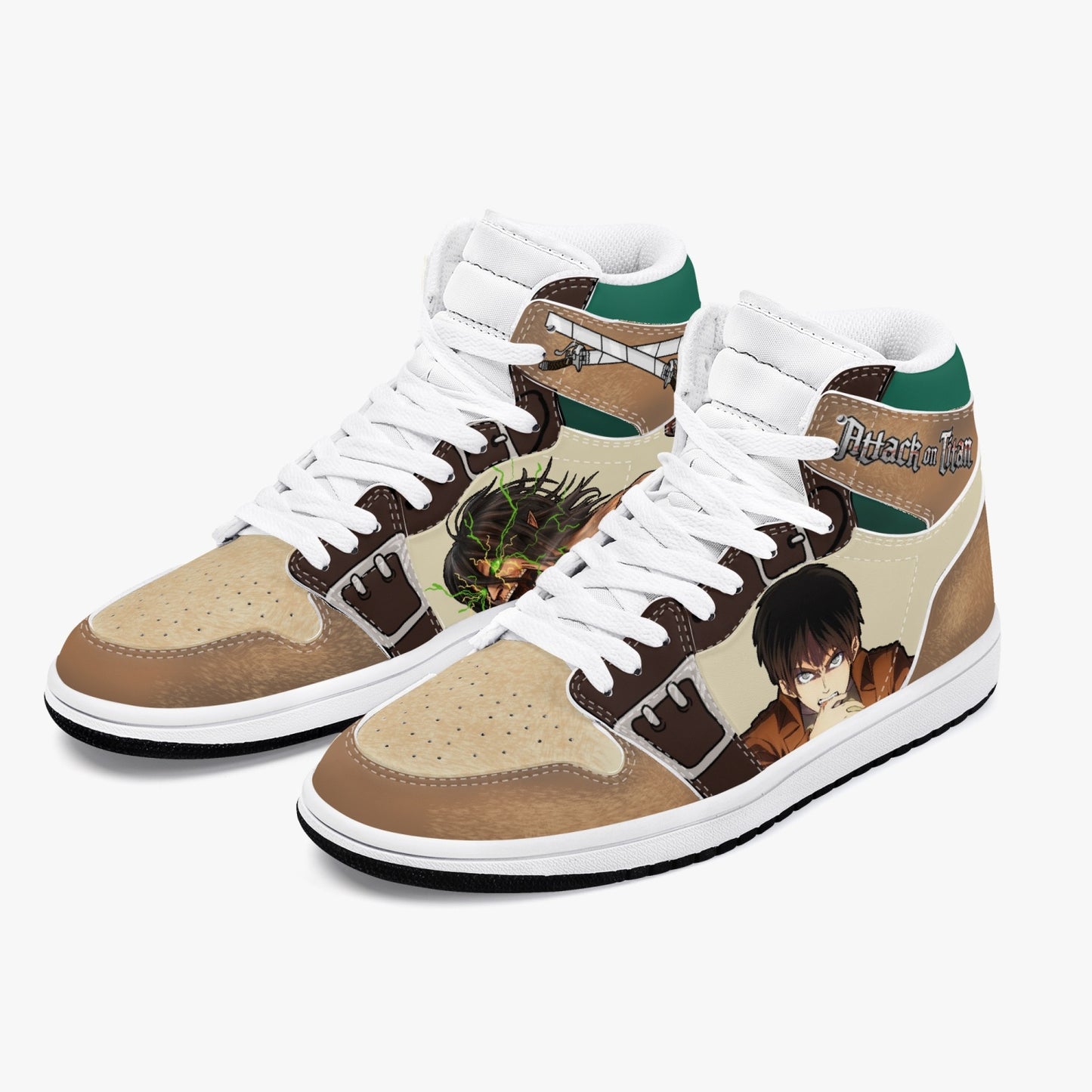 Eren Yeager Attack on Titan AJ1 Black High-Top Leather Sneakers