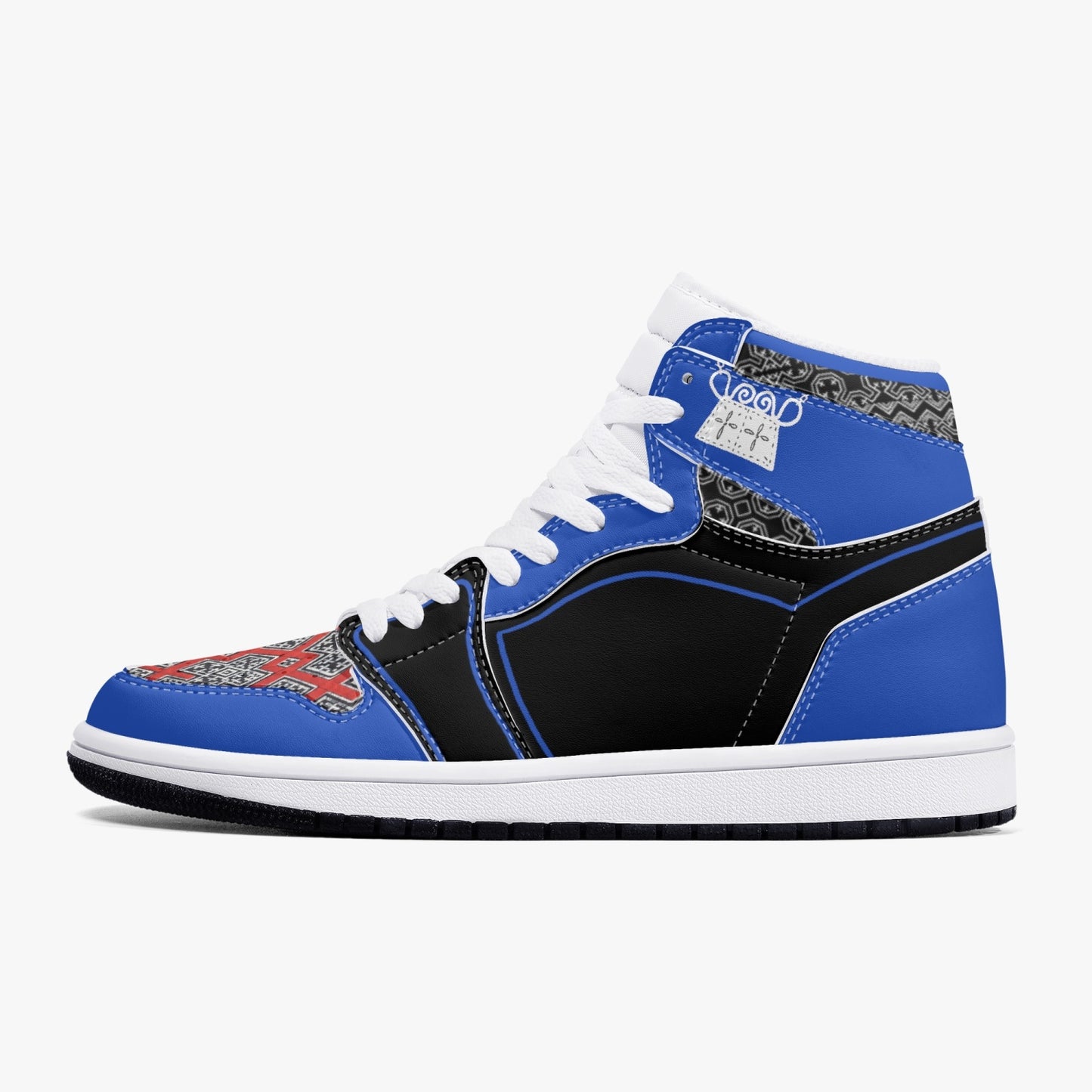 Hmong Inspired  v3 AJ1 Black High-Top Leather Sneakers