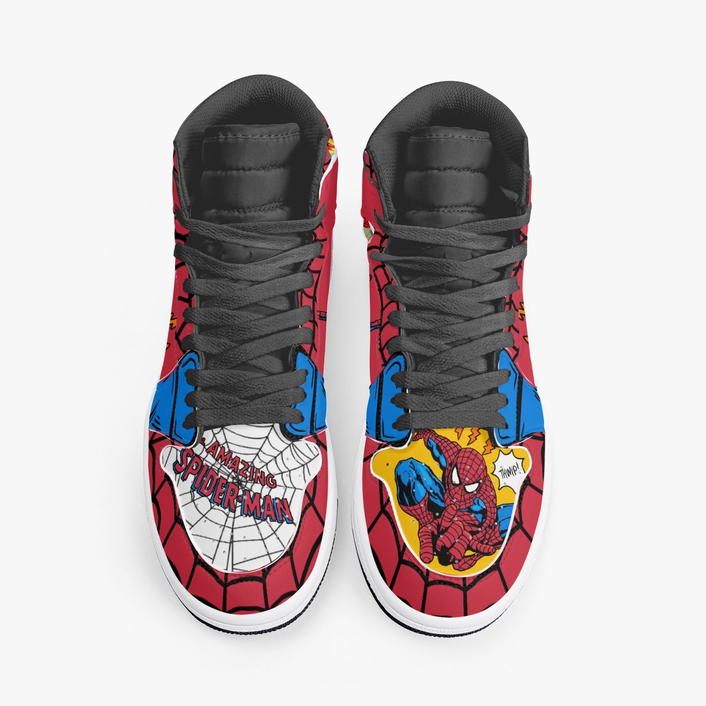 Spider-man AJ1 Black High-Top Leather Sneakers