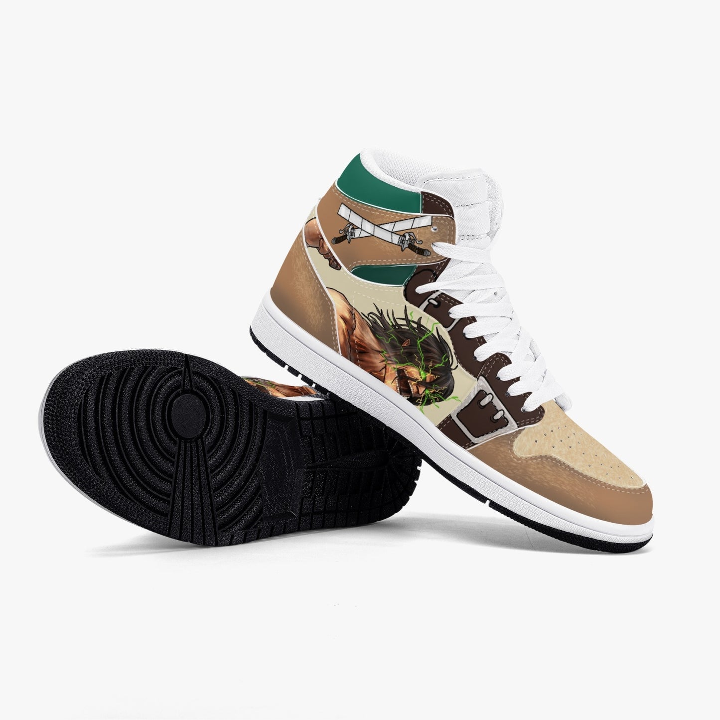 Eren Yeager Attack on Titan AJ1 Black High-Top Leather Sneakers