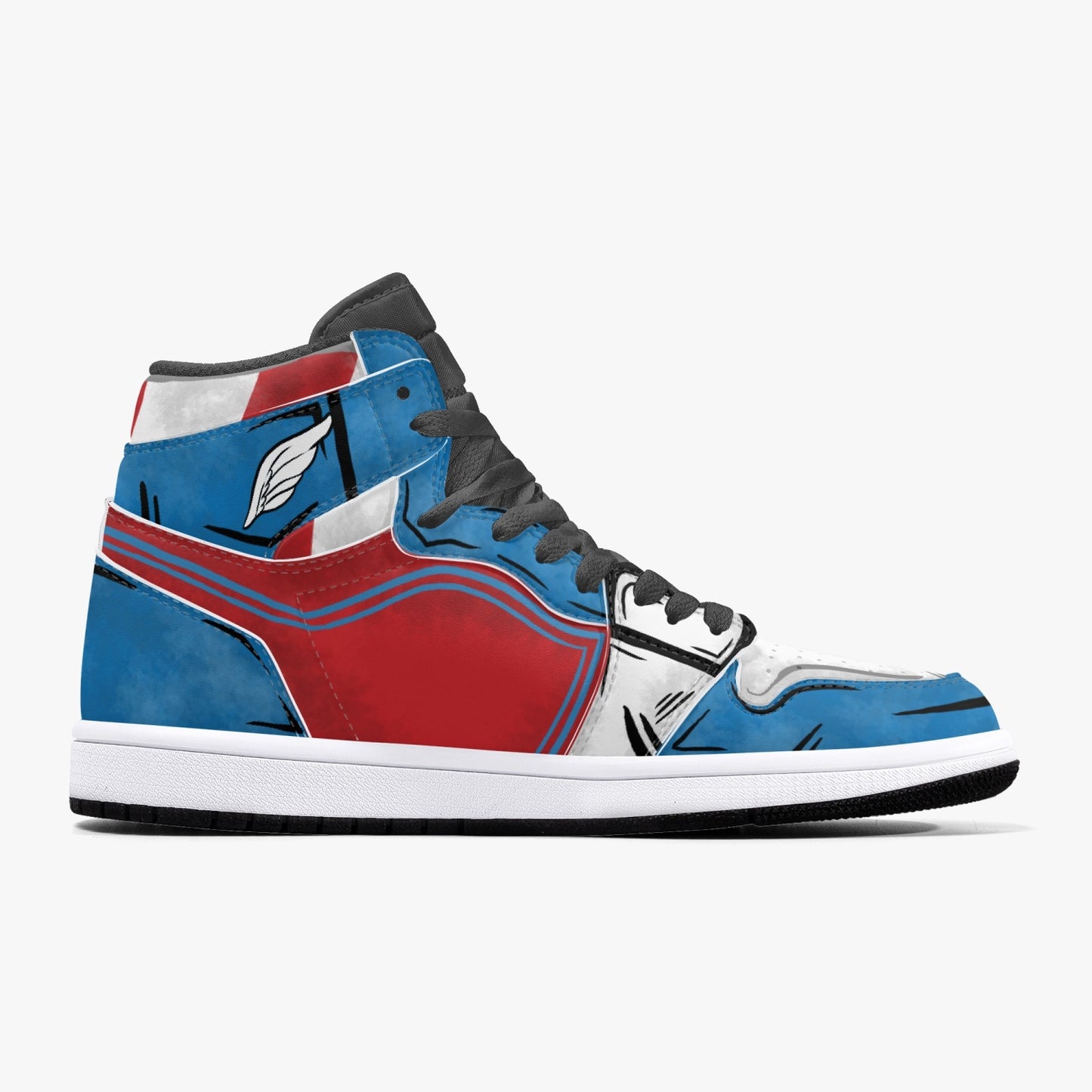 Captain America AJ1 Black High-Top Leather Sneakers