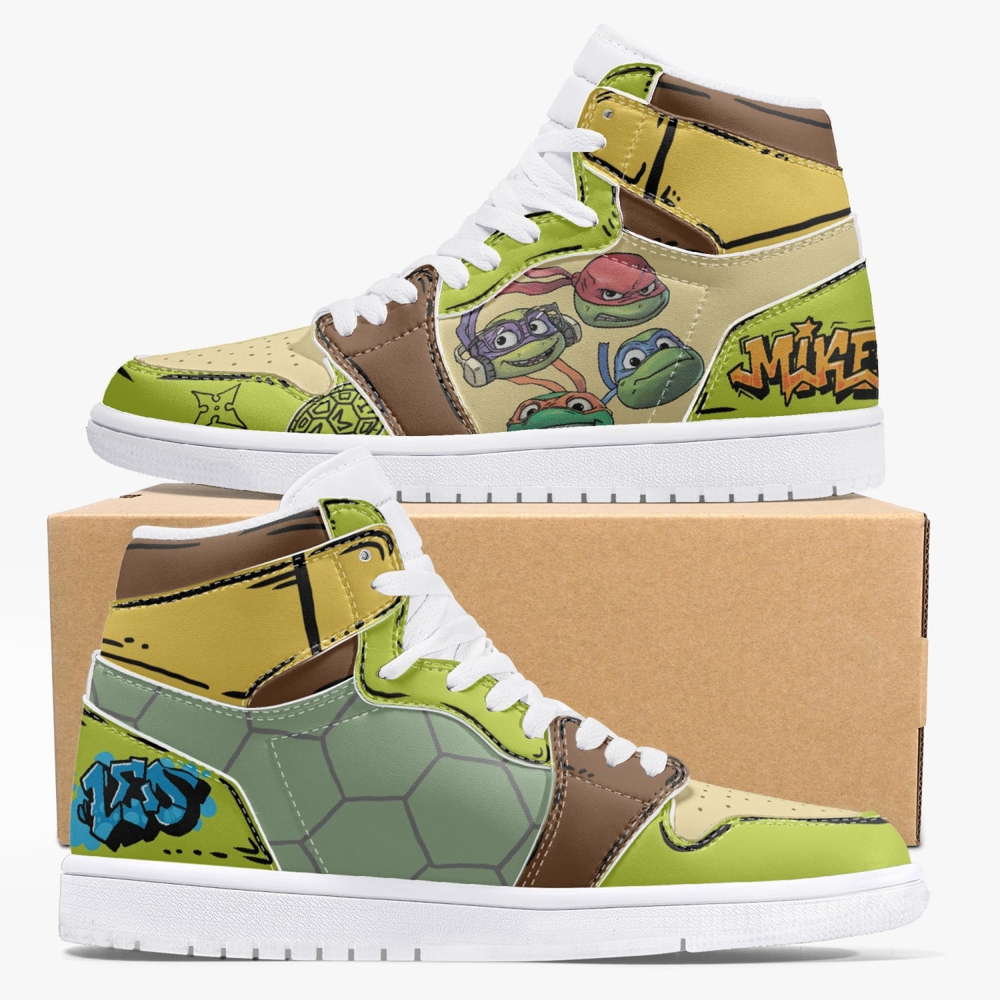 TMNT AJ1 High-Top Leather Sneakers - White